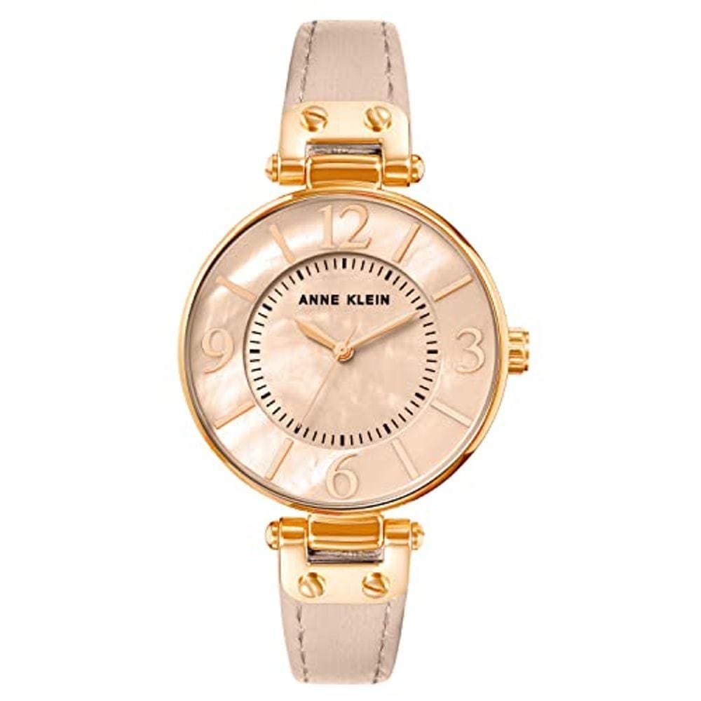 Anne Klein Relógio de vestido japonês de quartzo feminino com alça de couro, rosa, 12 (Modelo: 10/9168RGBH)