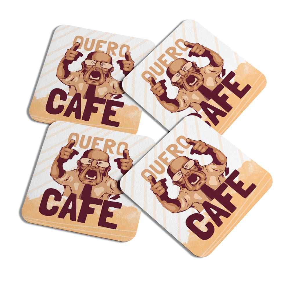 Porta copos Divertido Meme - Quero café!!! c/ 4pç