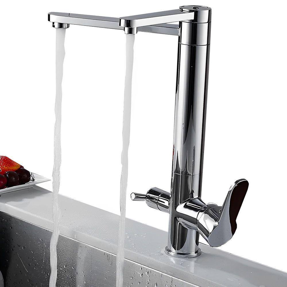 Torneira Para Cozinha Churrasqueira Com Suporte de Filtro Monocomando Misturador Corpo Giratório 360º e Suporte de Filtro