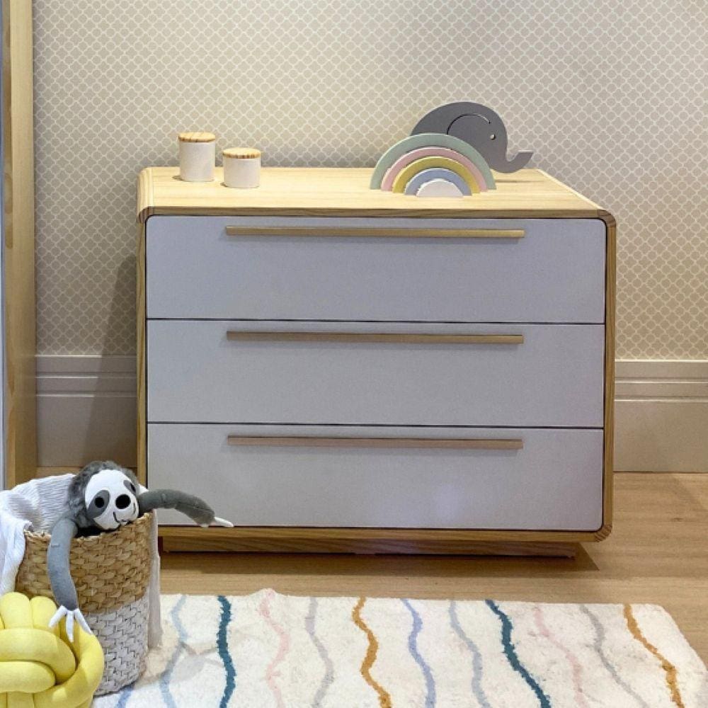 Cômoda Infantil 3 Gavetas Wave Branco/Marrom