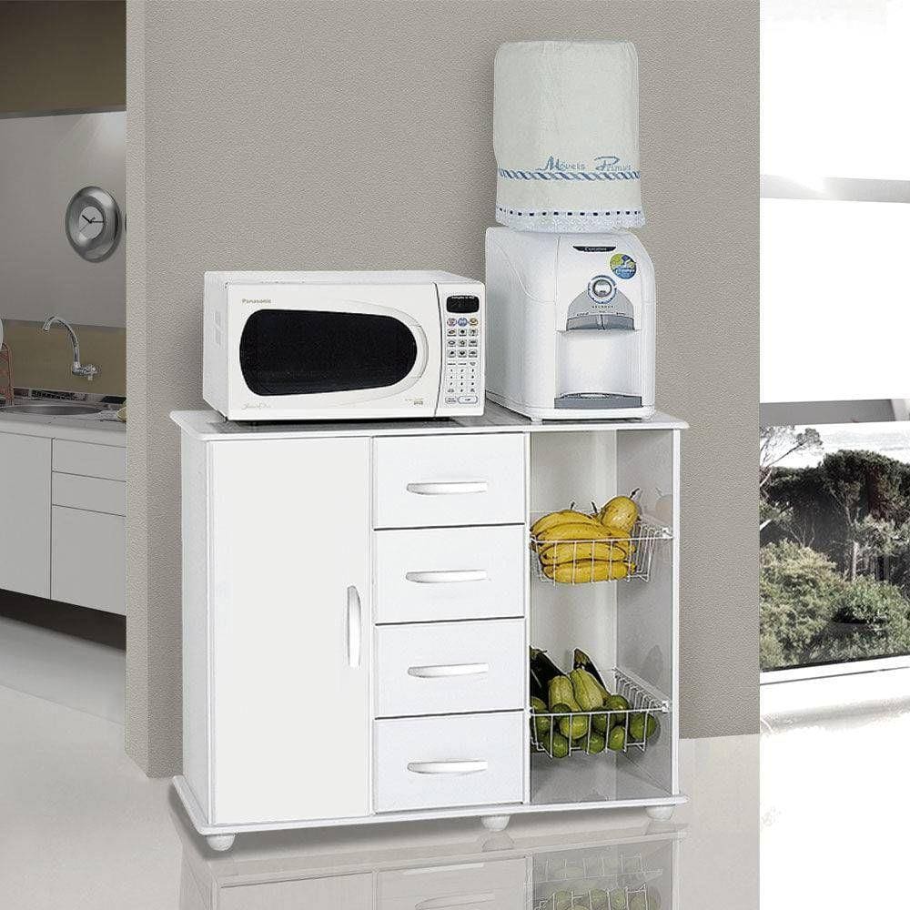 Fruteira Multiuso 1 Porta 4 Gavetas Camila Primus - Branco