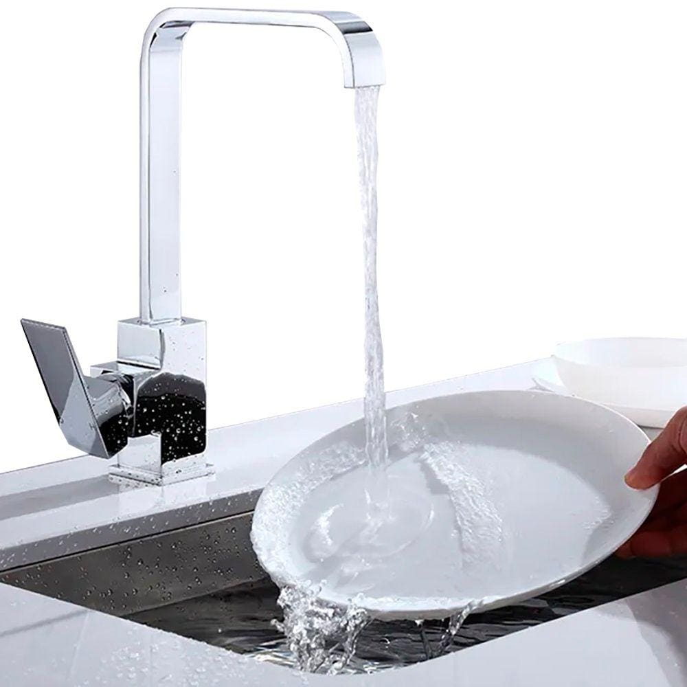 Torneira Gourmet para Banheiro Cozinha Churrasqueira Lavabo Bica Alto com Giro 360º Monocomando Misturador Agua Quente e Fria + Kit Instalacao