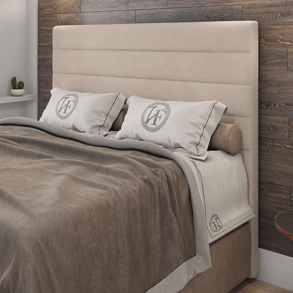 Cabeceira King Size Napoli 193cm Veludo Bege c/ Frame Italian Flex