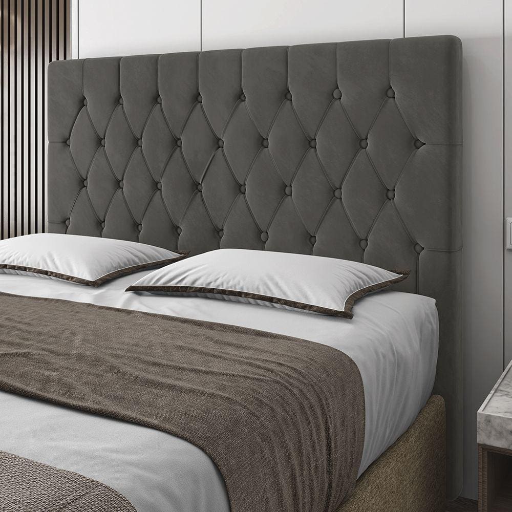 Cabeceira Casal Potenza 140cm Veludo Cinza c/ Frame Italian Flex
