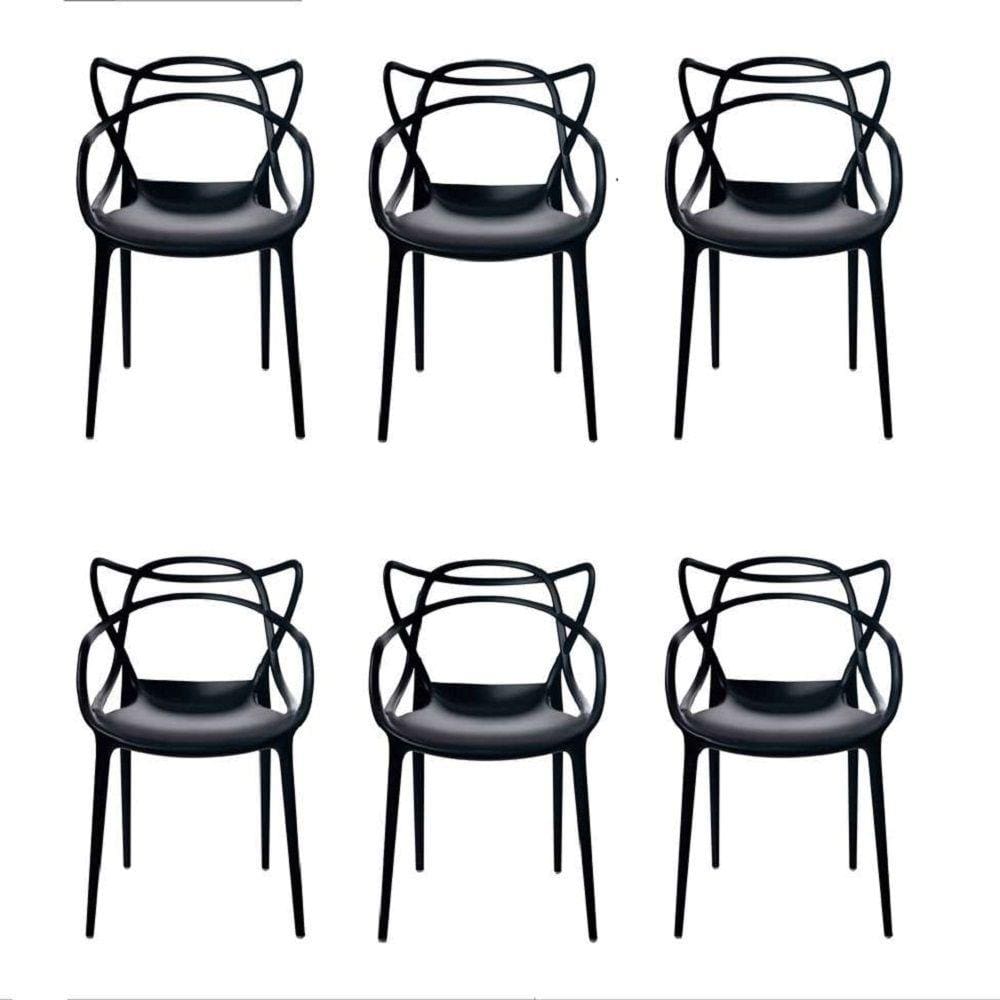 Conjunto com 6 cadeiras Allegra Preta