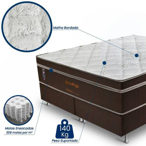 Cama Box King - Colchão Royal Black - King - 193x203x75cm - Mola Ensacada -  PillowTop - Visco - Relaflex