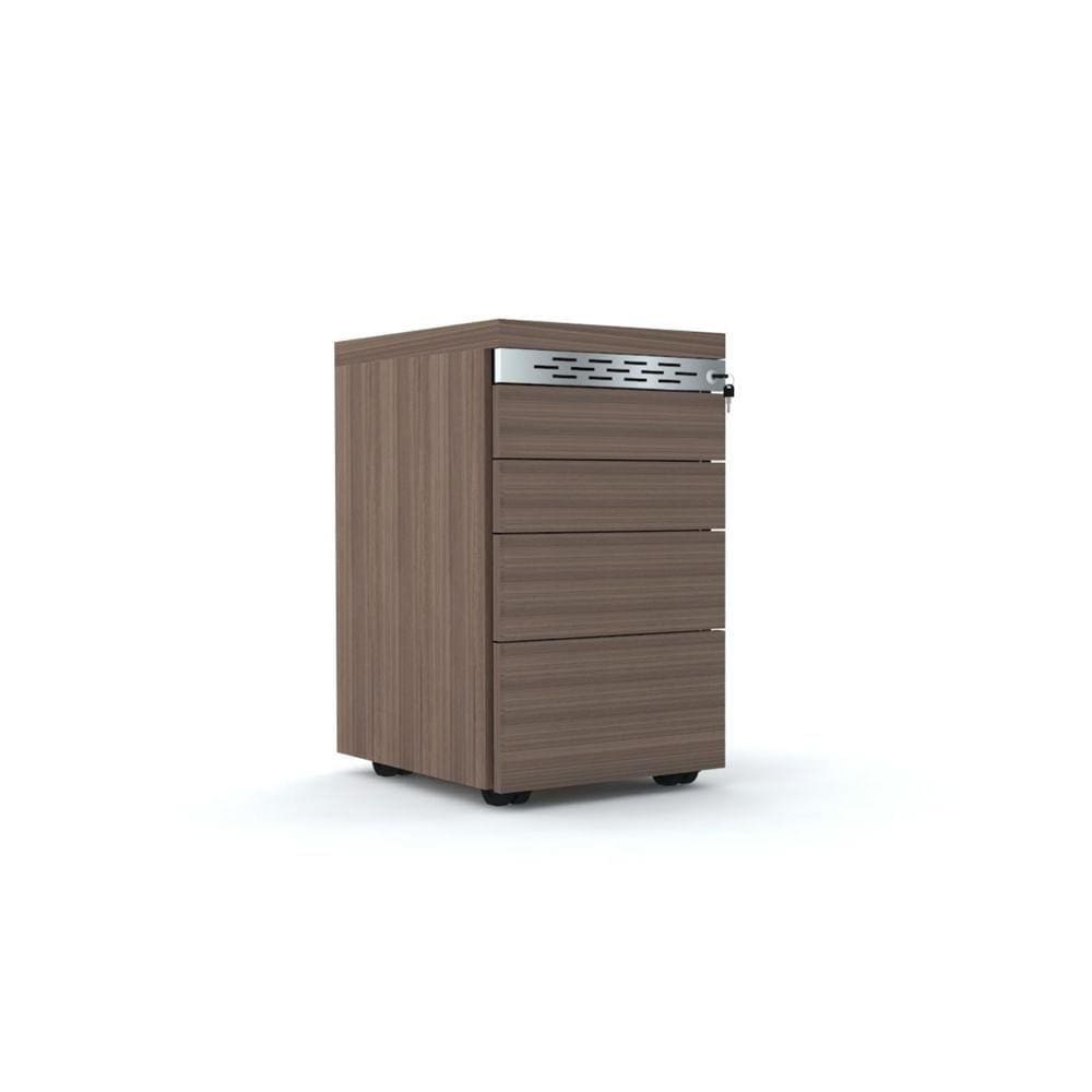 Gaveteiro Volante 4 Gavetas com Chaves PE50 em MDP Cor Walnut