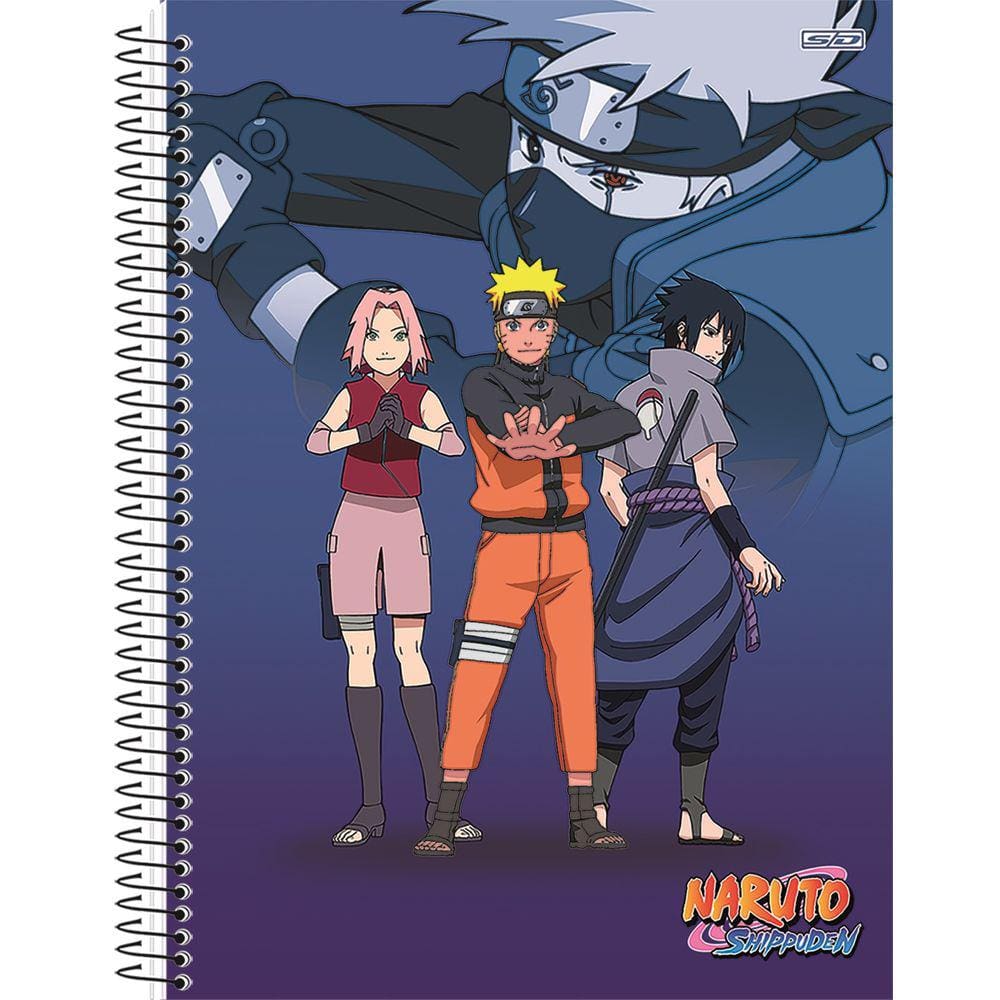 Caderno Espiral Universitário Naruto Shippuden 1 Matéria 80 Folhas - São Domingos