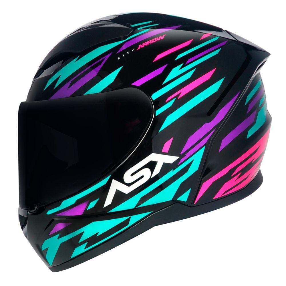 Capacete ASX City Arrow Preto Tiffany e Roxo