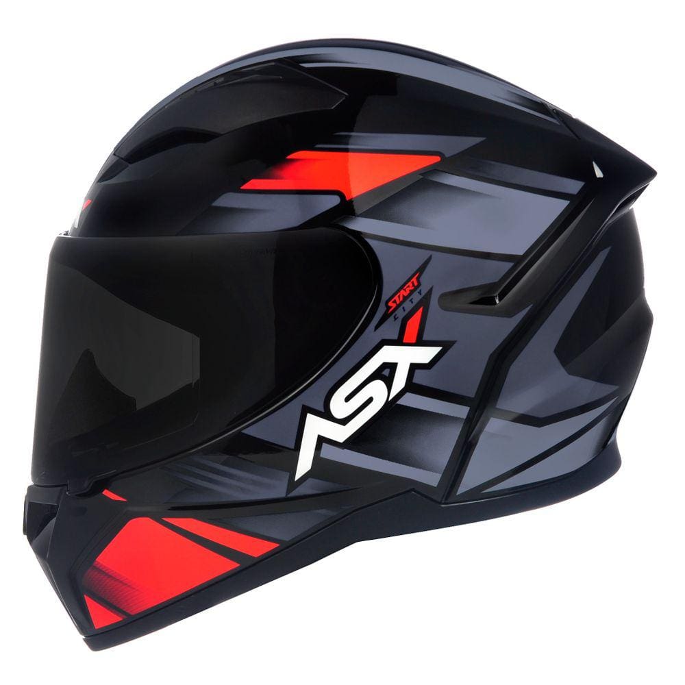 Capacete ASX City Start Preto Vermelho e Cinza