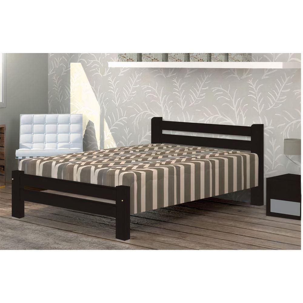 Cama de Casal Piazza de Madeira Maciça Angelim Pedra/Tauari