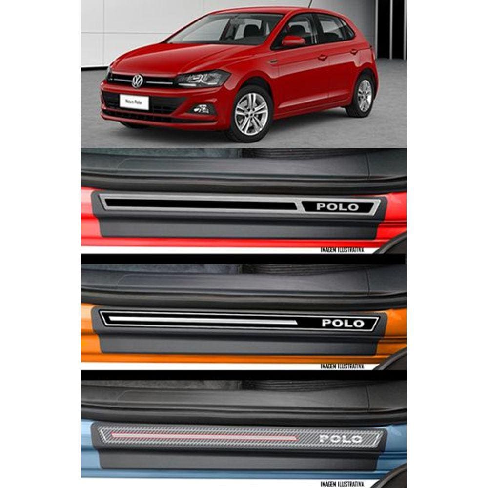 Jogo Soleira Premium Elegance Vw Polo 2018 - 4 Portas ( Vinil + Resinada 8 Peças )