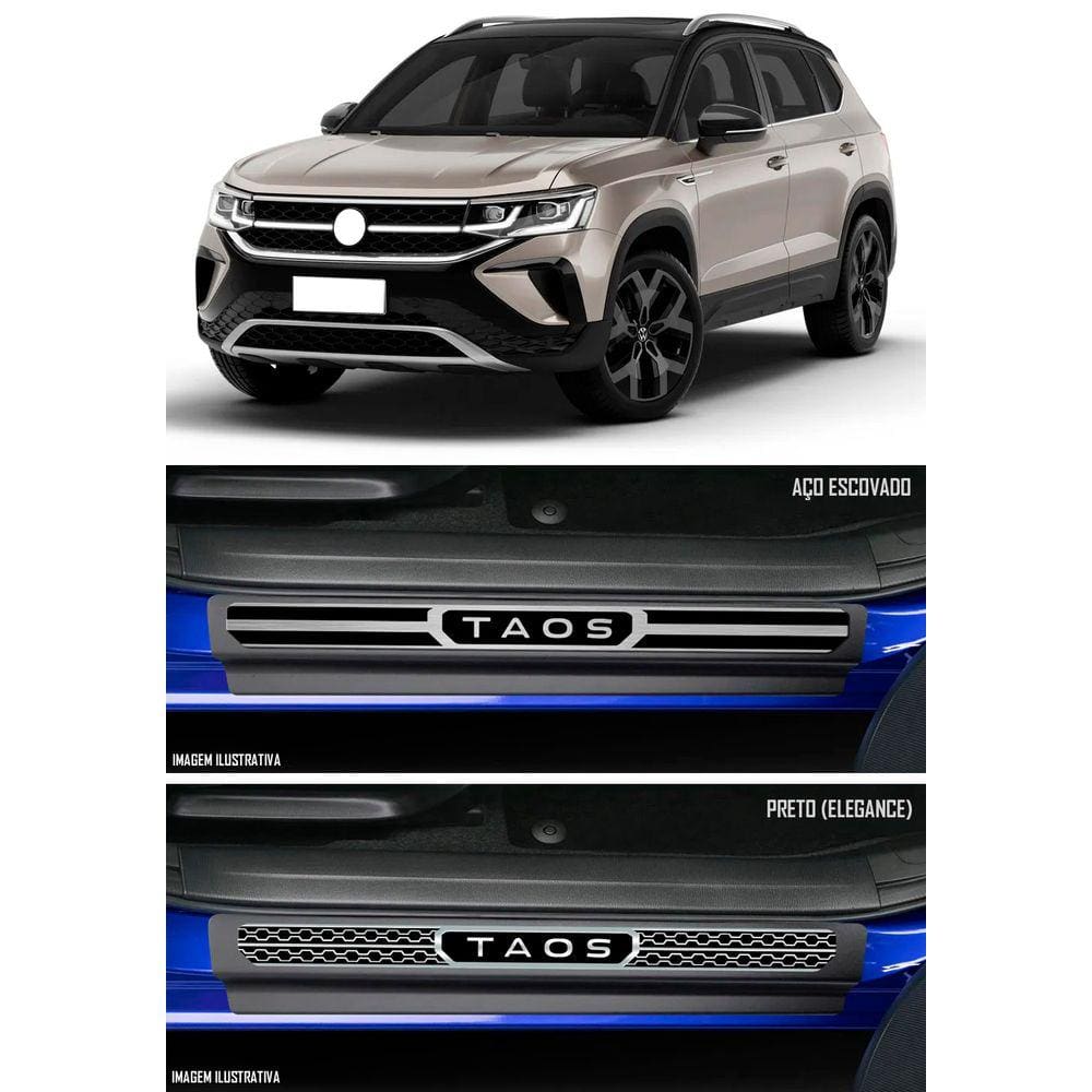 Jogo Soleira Premium Elegance Vw Taos - 4 Portas ( Vinil + Resinada 8 Peças )