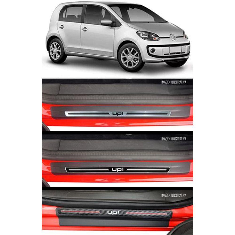 Jogo Soleira Premium Elegance Vw Up 2015 2016 2017 2018 - 4 Portas ( Vinil + Resinada 8 Peças )