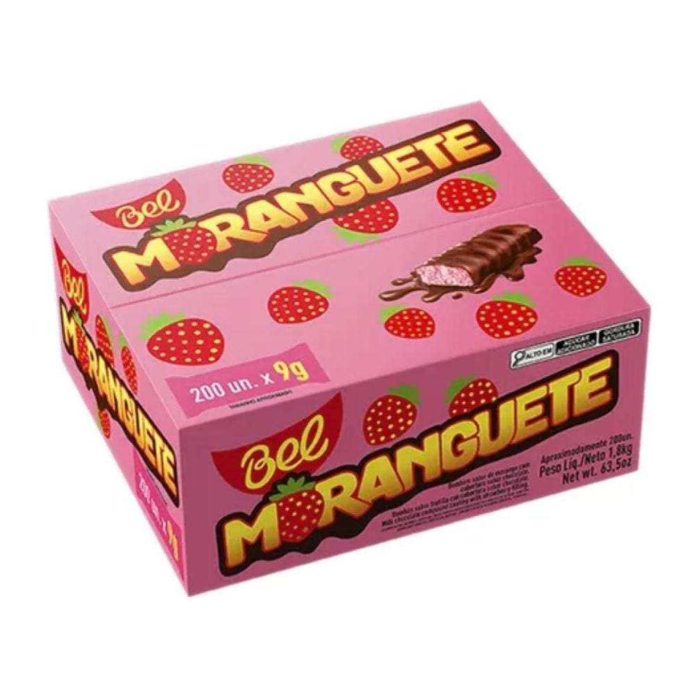 Bombom Moranguete Bel 9g Caixa C/ 200Un - 1,8Kg