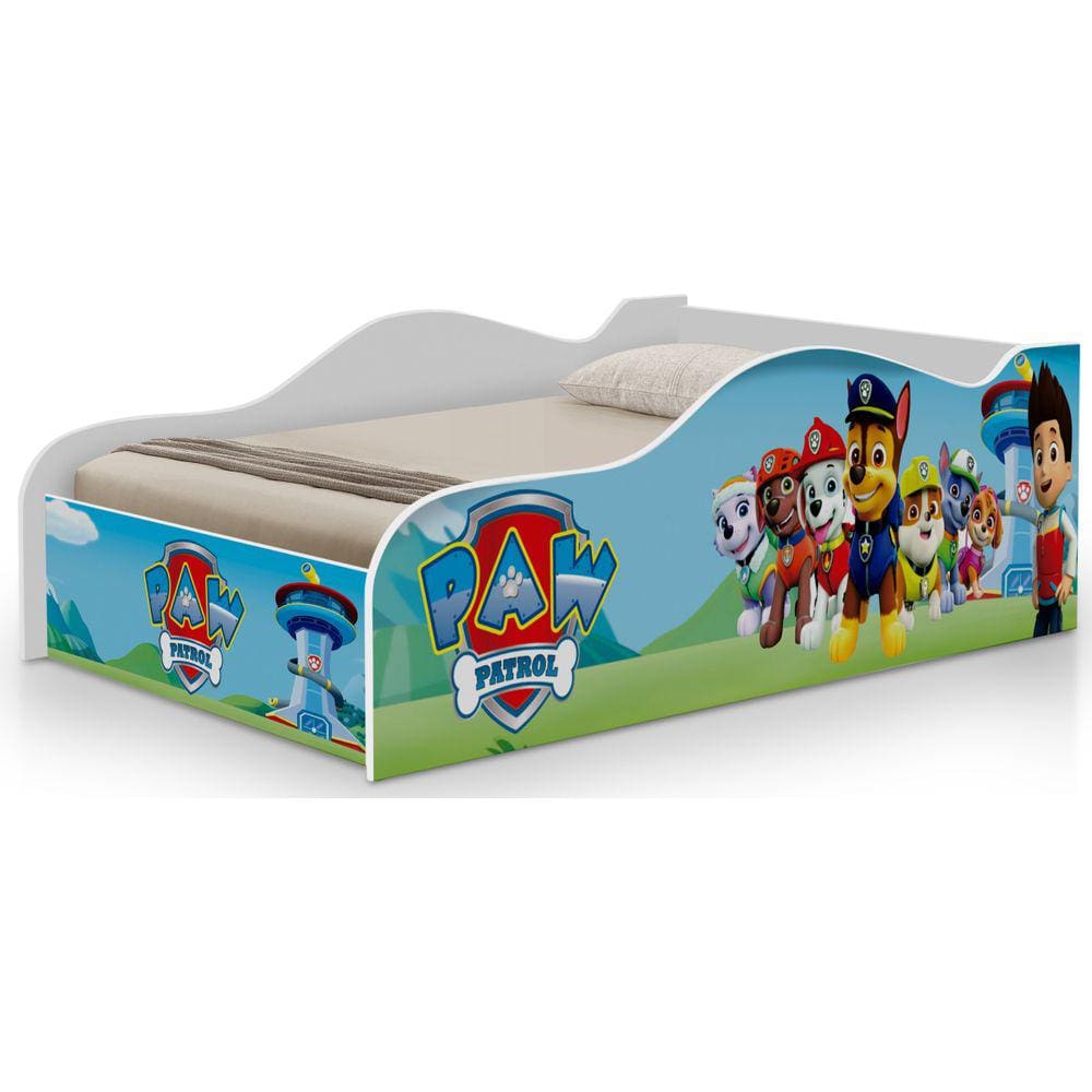 cama infantil da patrulha canina para menino com proteção lateral