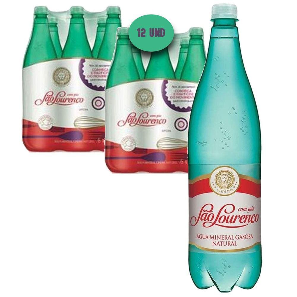 Água Mineral Com Gás Pet São Lourenço 1,26L 12 Unidades