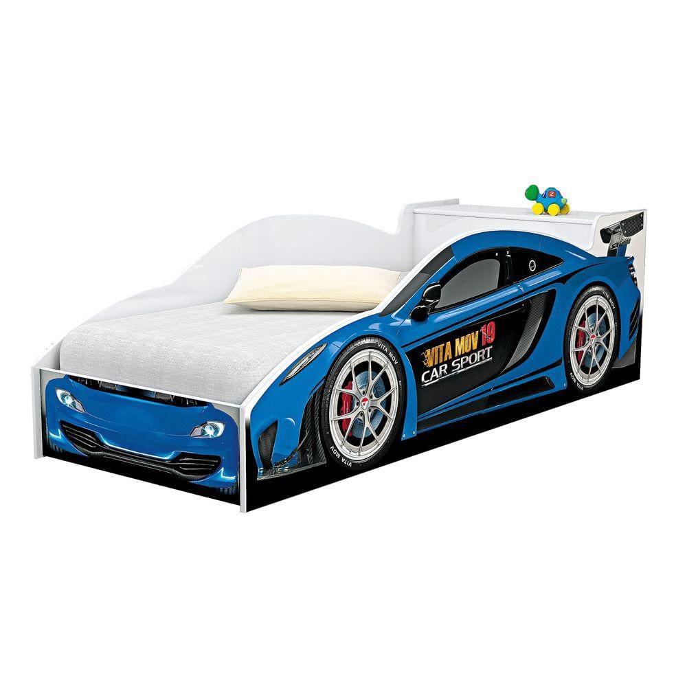 Cama Carro Infantil Azul Com Baú