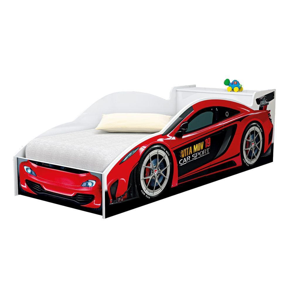 Cama Carro Infantil Vermelho Com Baú