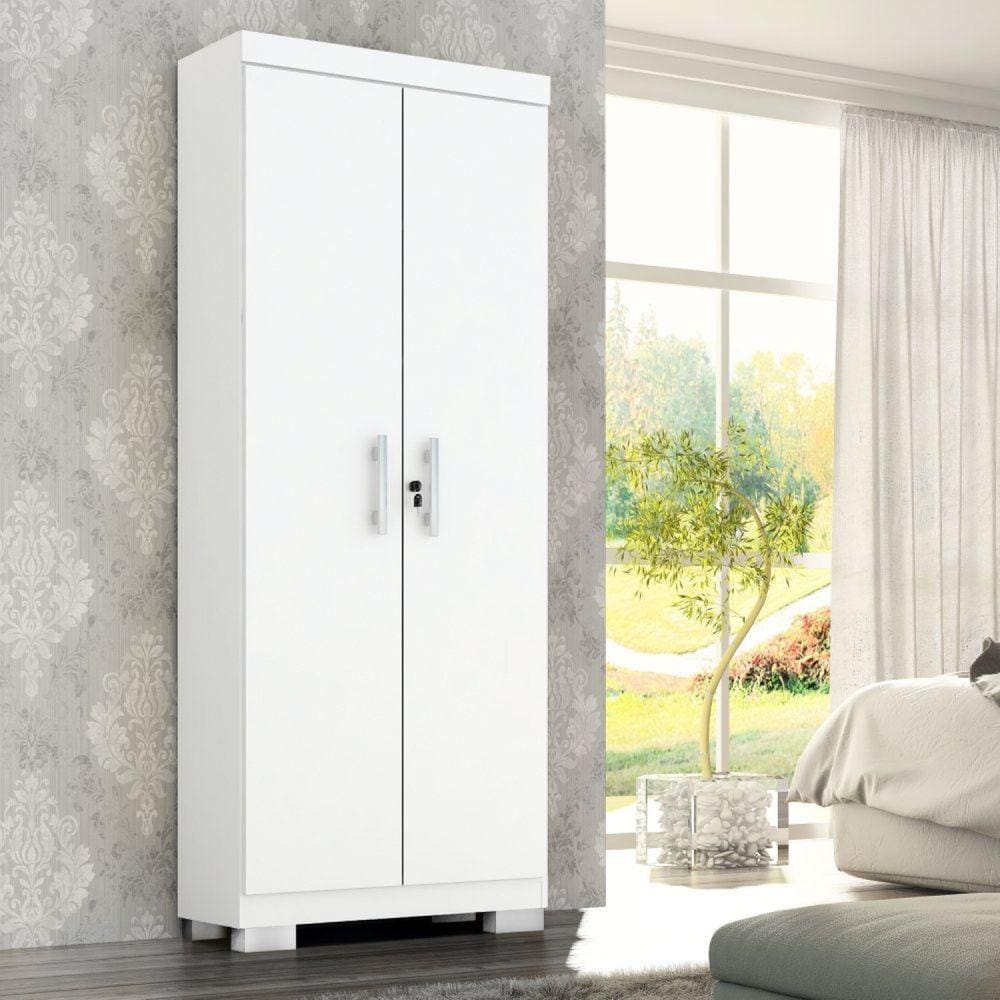 Armário Multiuso 2 Portas com Chave Astilbe Espresso Móveis Branco