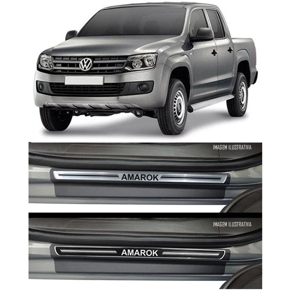 Jogo Soleira Premium Elegance Vw Amarok 2014 2015 2016 2017 2018 - 4 Portas ( Vinil + Resinada 8 Peças )