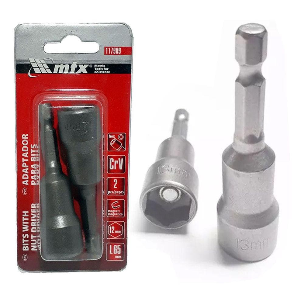 Soquete Magnético 65 X 12 Mm P/ Parafusadeira C/ 2 Pcs - Mtx