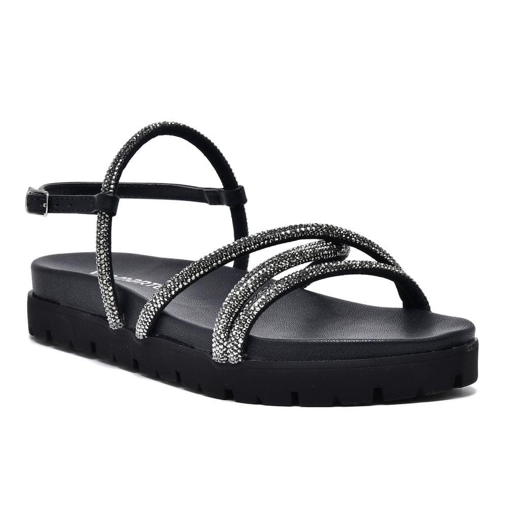 Sandália Papete Via Marte Rasteira Tira Strass Feminina 23-17203