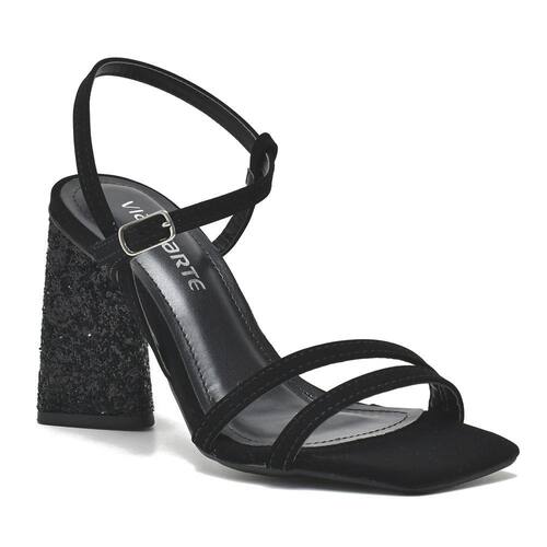 Sandália Via Marte Salto Geométrico Glitter Extra