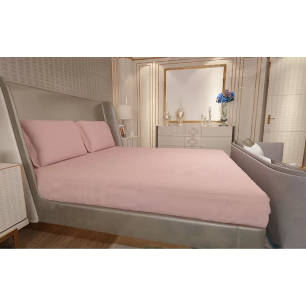 Jogo de Lençol Zono Enxovais Cama King 3 Peças Malha 100% Algodão Rosado