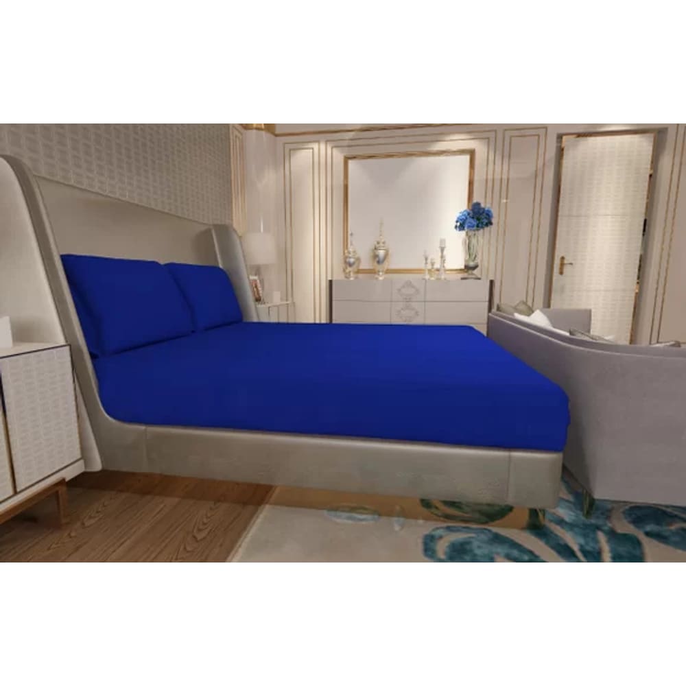 Jogo de Lençol Zono Enxovais Cama King 3 Peças Malha 100% Algodão Royal