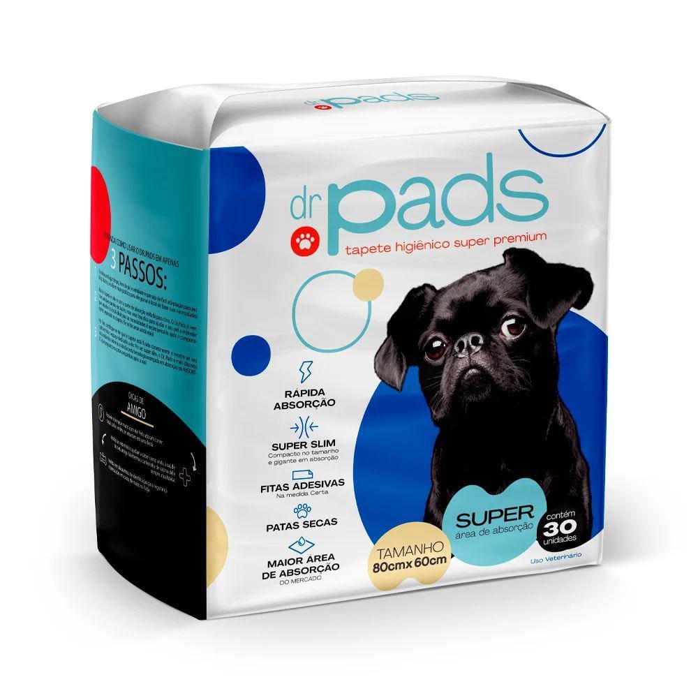 Tapete Higiênico Para Cães Dr Pads 80x60 30 unidades