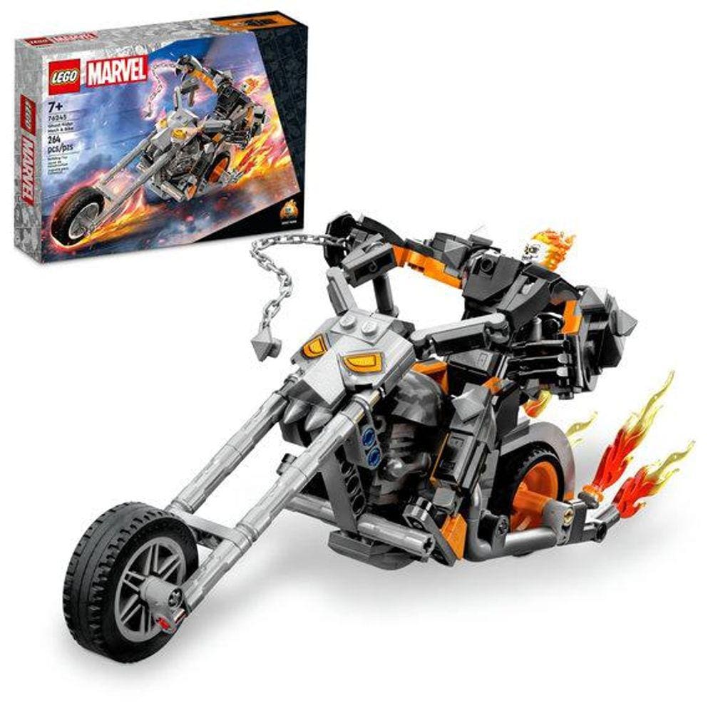 Lego marvel robô motoqueiro fantasma e motocicleta (264 peças)