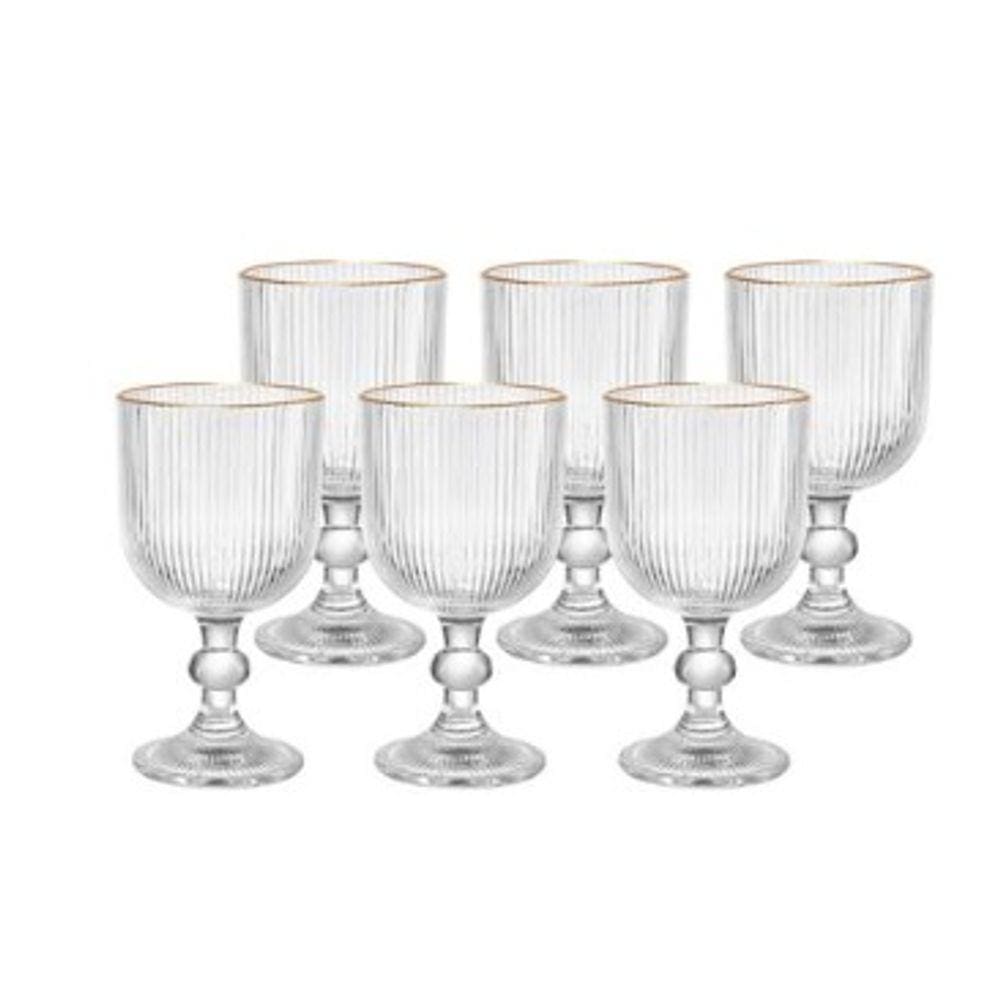 Taça Graffiato com Borda Dourada Água/Vinho 370ml Hauskraft
