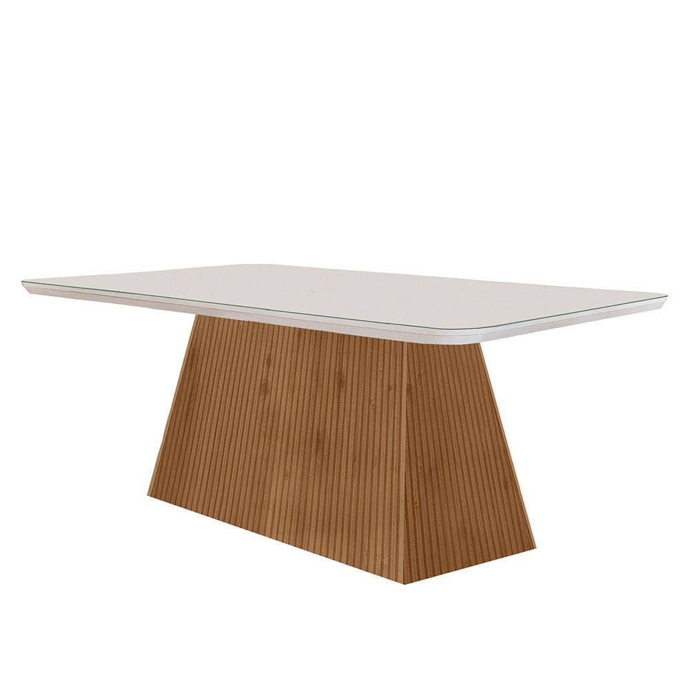 Mesa Sala de Jantar Aida 180cm Em Mdf e Vidro Com Canto Copo