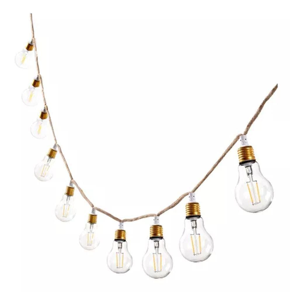 Cordão De Iluminação 10 Lampadas Led 5 Metros - Luz Amarela