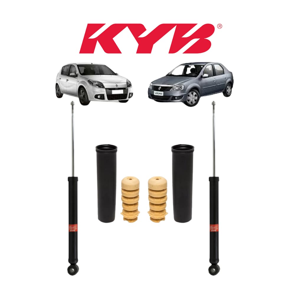 2 Amortecedor Kayaba Traseiro Esq/Dir +Kit Batente Renault Logan 2021