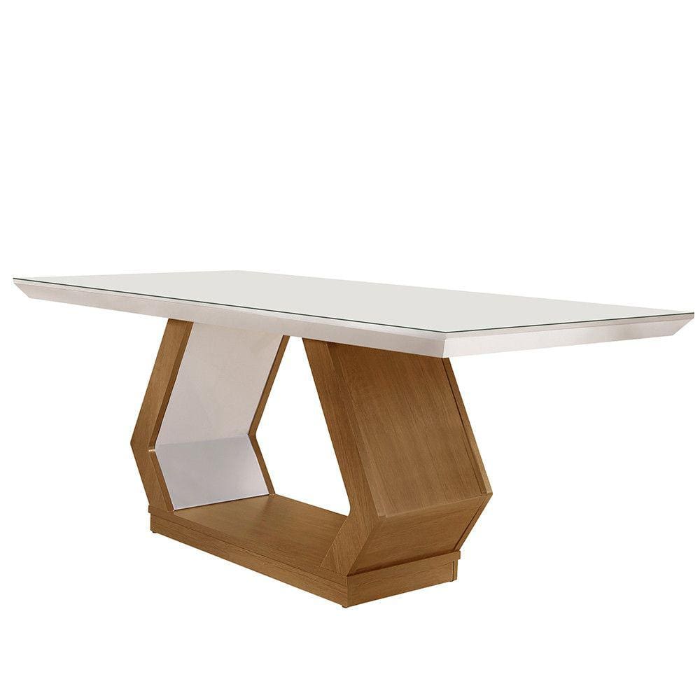 Mesa para Sala de Jantar Lara 180cm Em MDF e Vidro