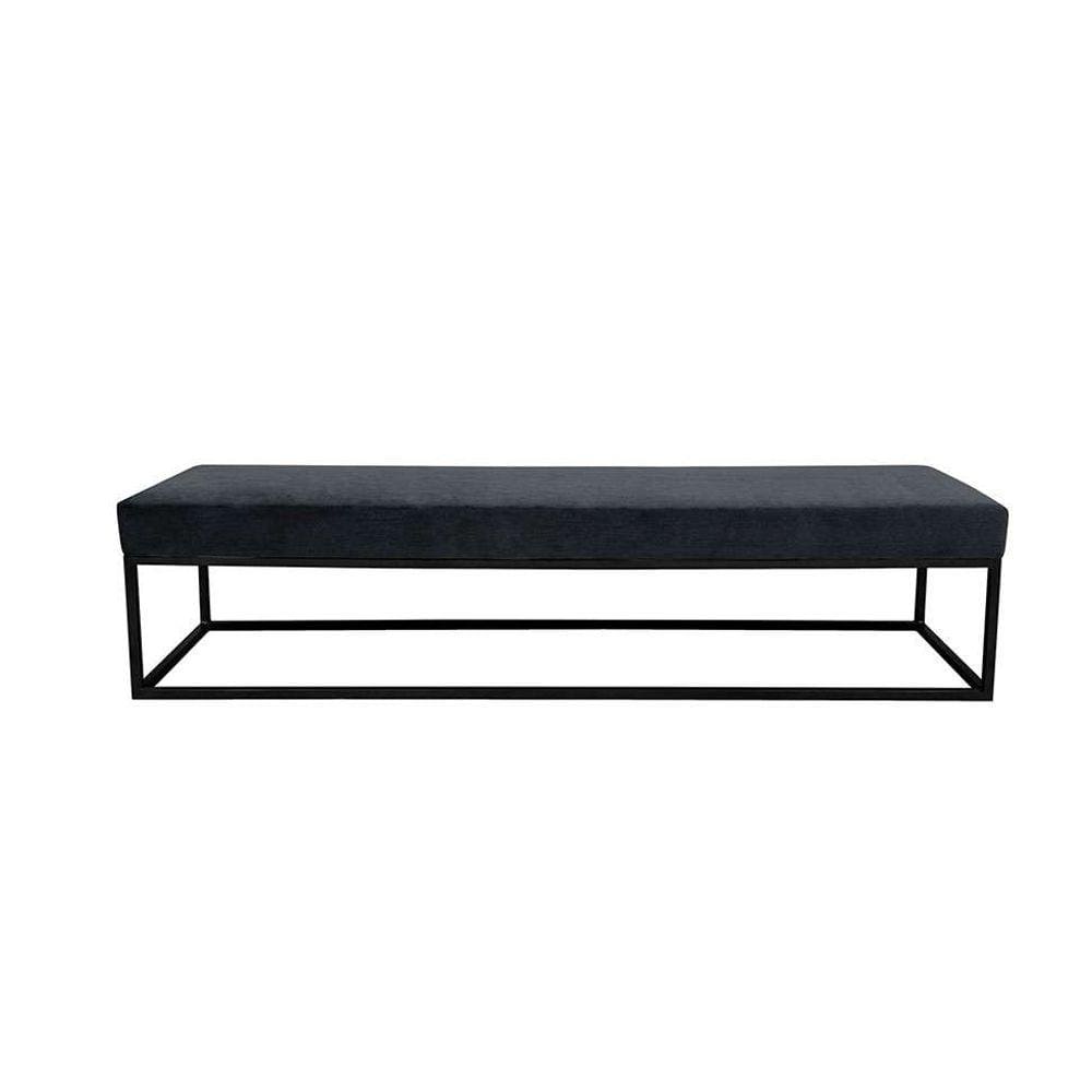 banco 3 lugares giulia veludo cinza e preto 180 cm