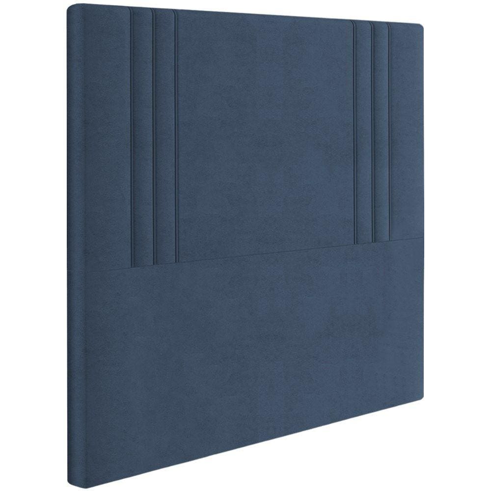 Cabeceira Solteiro 88 cm London Veludo Azul Soon