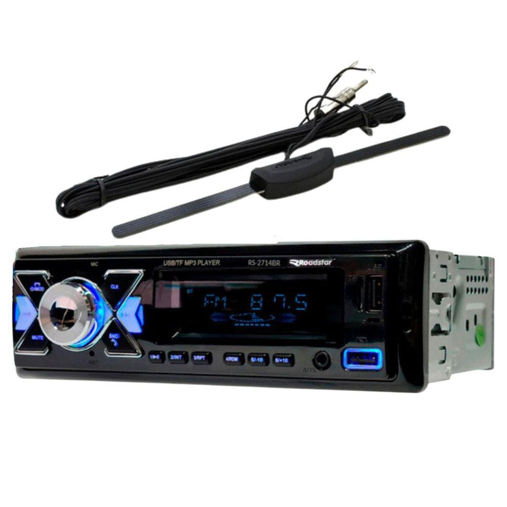 Kit Rádio Roadstar RS2714 Bluetooth + Antena Interna Para Rádio