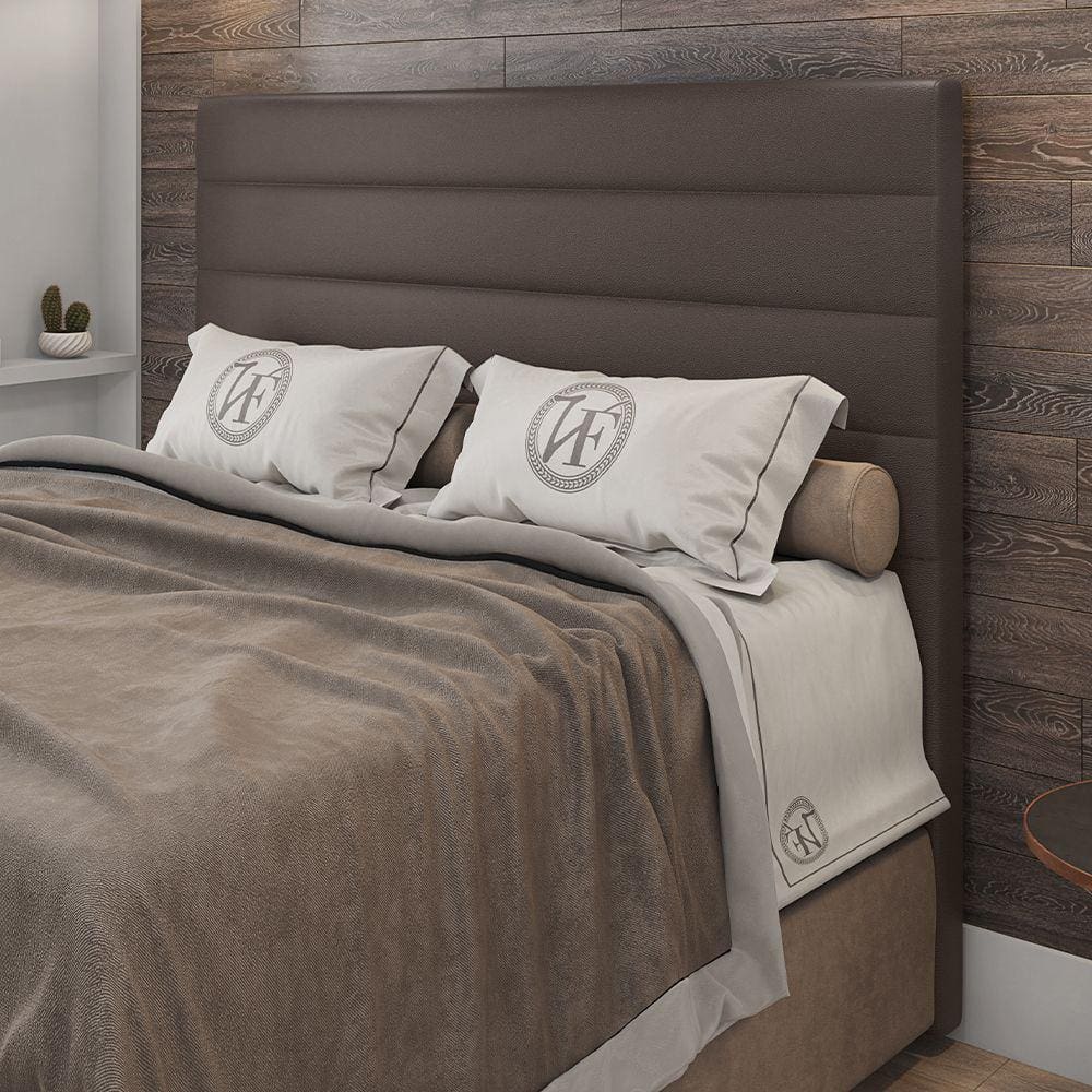 Cabeceira Casal Napoli 140cm Material Sintético Marrom c/ Frame Italian Flex