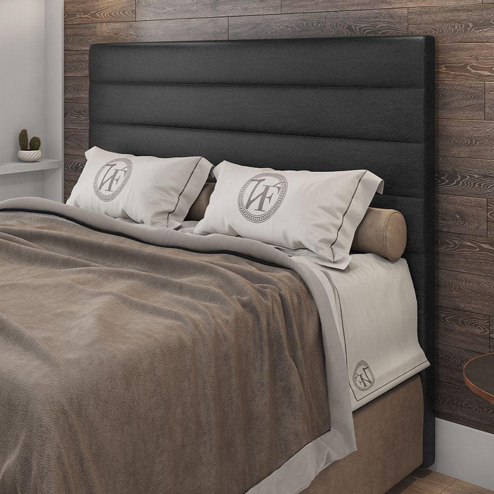 Cabeceira Casal Napoli 140cm Material Sintético Preto c/ Frame Italian Flex