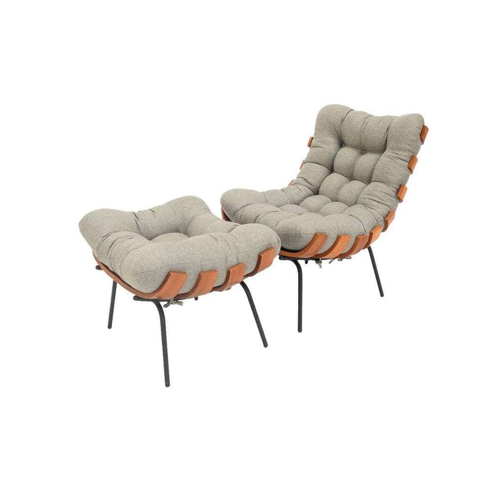 Poltrona Costela Luxo + Puff Decorativo Premium