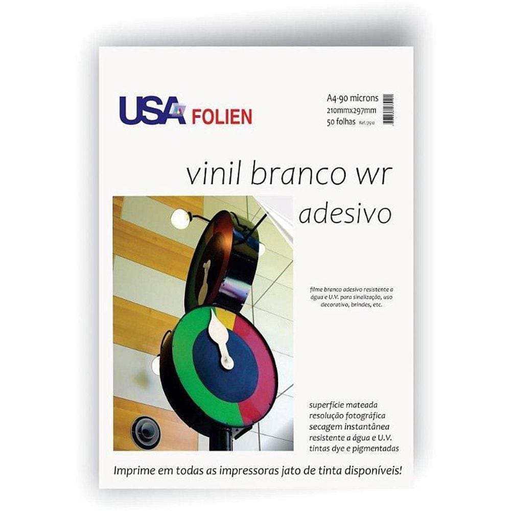Papel Fotográfico Inkjet A4 Vinil Adesivo Branc Fosco Pcc/50