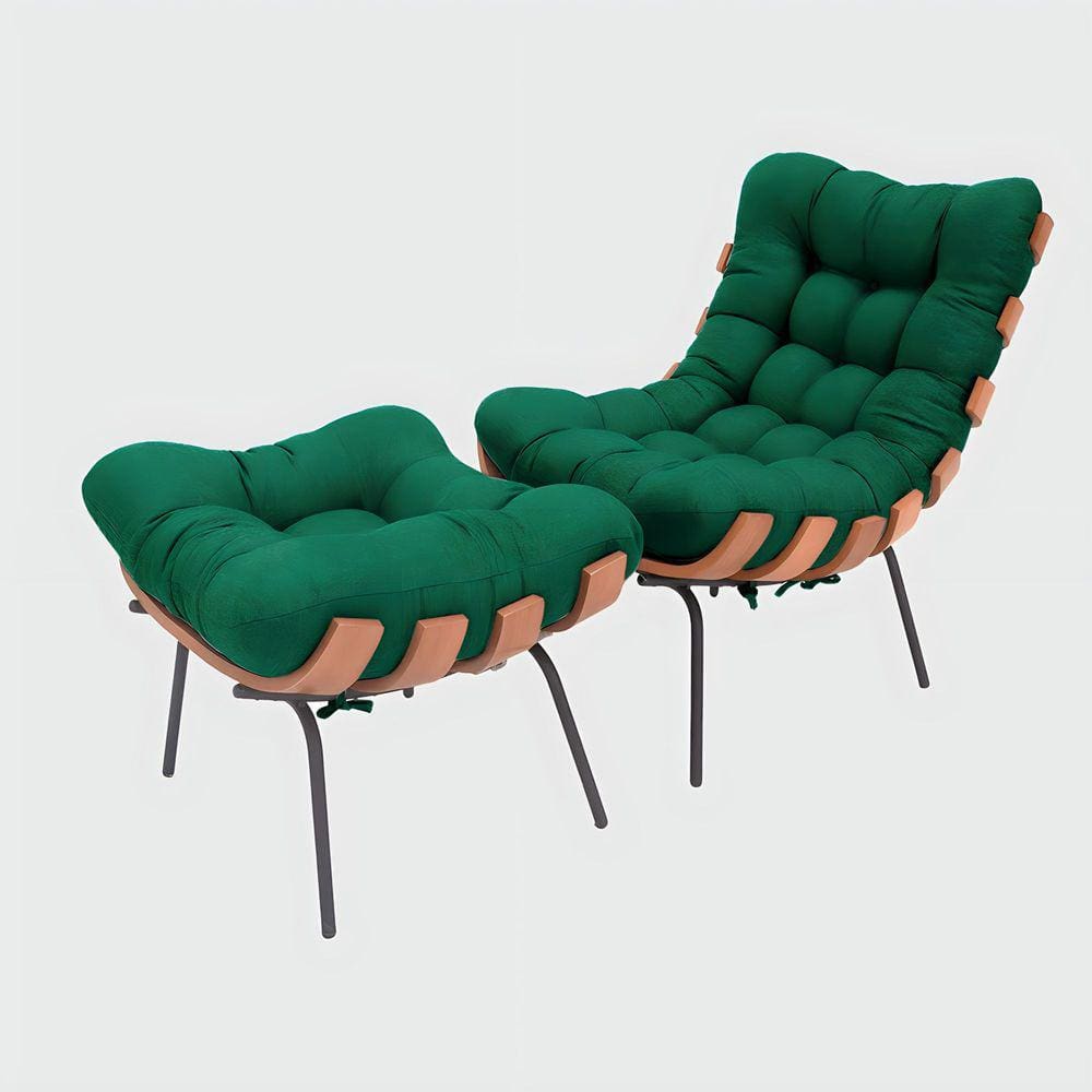 Poltrona Costela Luxo + Puff Decorativo Premium