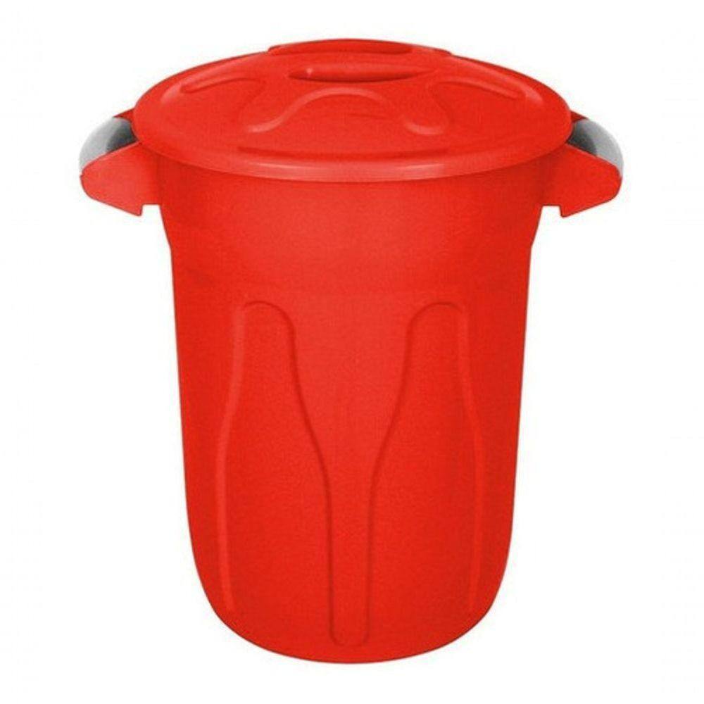 Cesto Balde Plástico 40 Litros Com Tampa - Vermelho