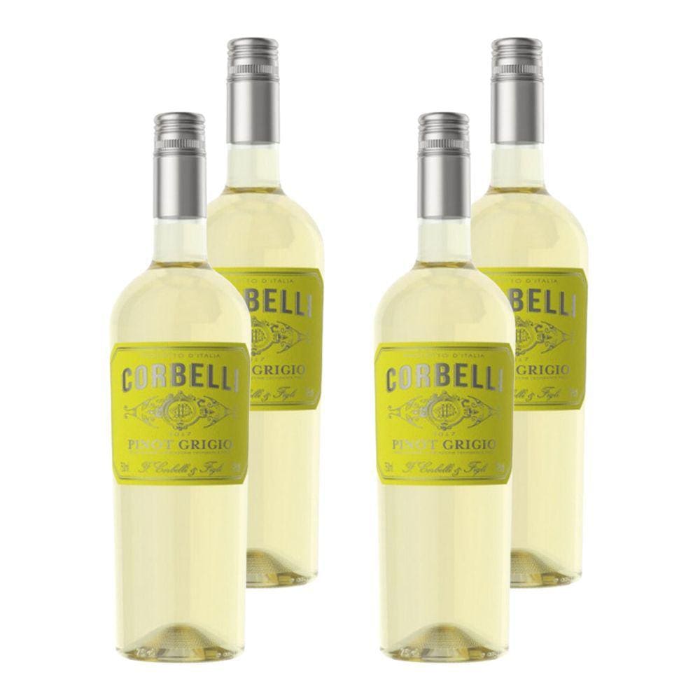Kit 4 Vinhos Corbelli Pinot Grigio Branco Itália 750ml