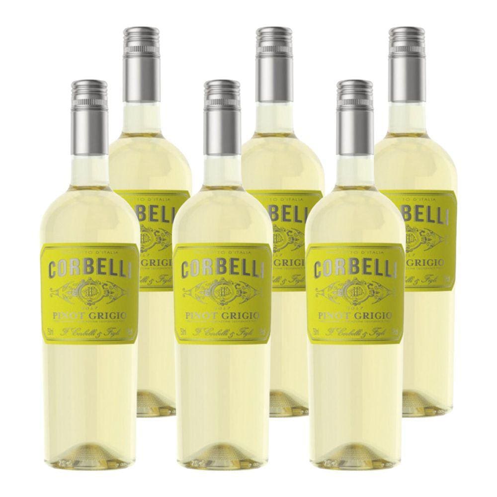 Kit 6 Vinhos Corbelli Pinot Grigio Branco Itália 750ml