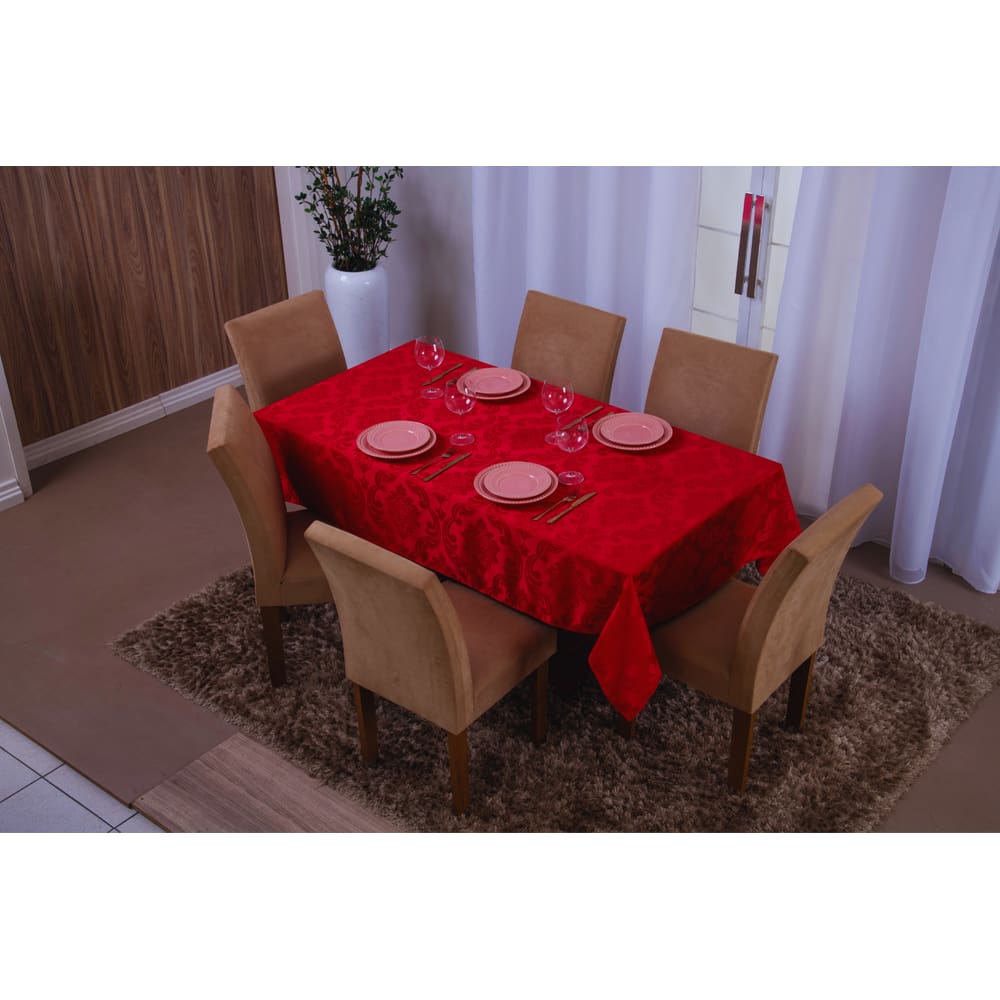 toalha de mesa retangular 8 lugares jacquard 1,35x2,60