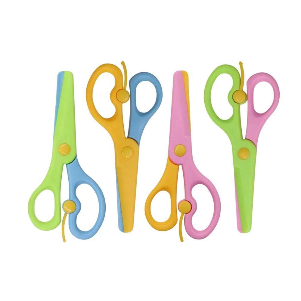 Kit 04 Tesoura Escolar Infantil Kids Sem Lâmina Segura Para Crianças Leo&Leo